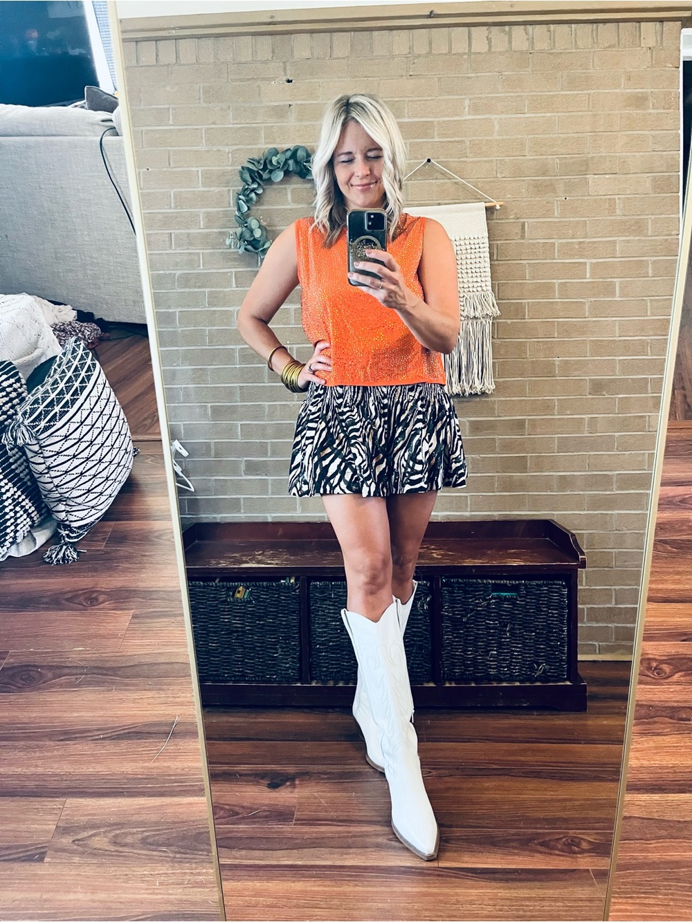 QUEEN OF SPARKLES Black and Cream Zebra High-Waist Smocked Shorts